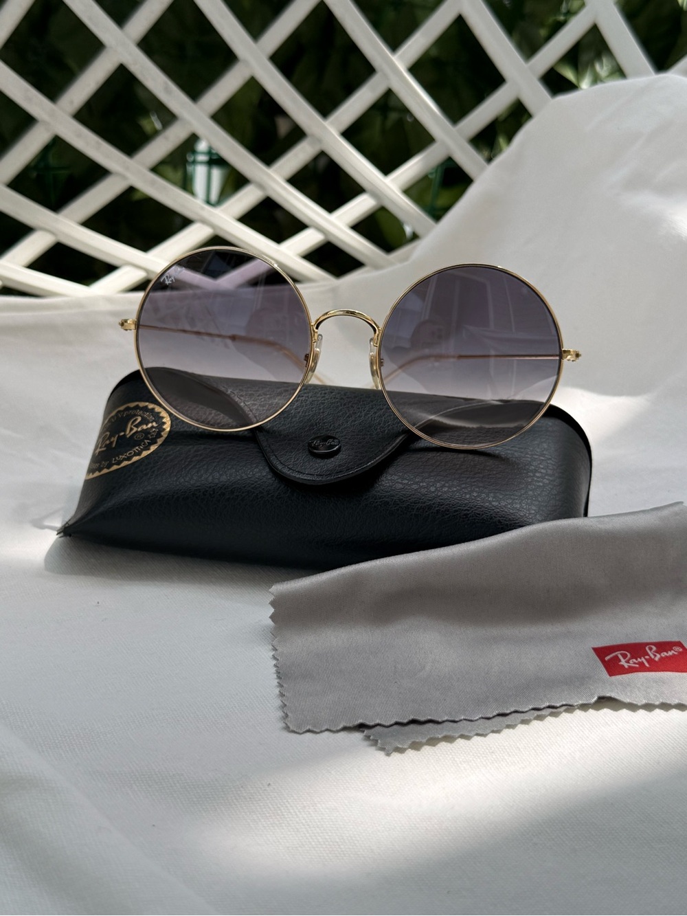Ray-Ban RB3592 Gold Frame JaJo Sunglasses with Blue Gradient Lenses 55 20mm